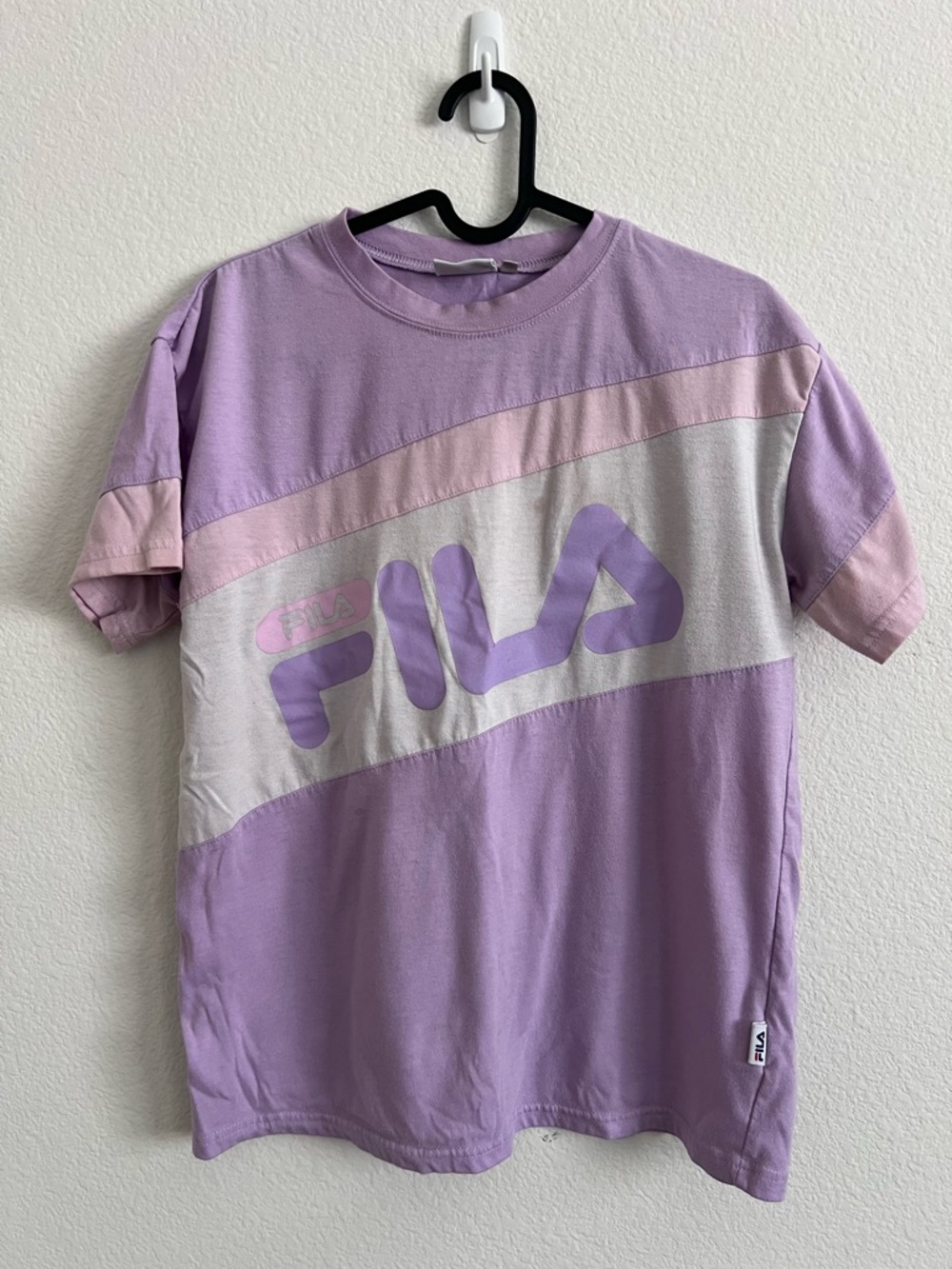 FILA Lavender and Light Pink Colorblock Logo Tee